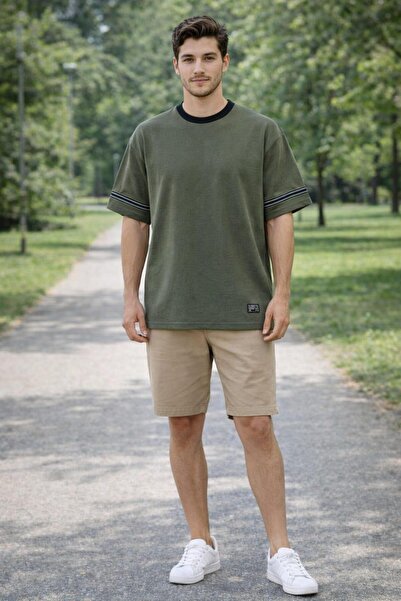 ALEXANDERGARDI Βασικό T-Shirt με λεπτομέρεια ρίγας και γιακά σε αντίθεση