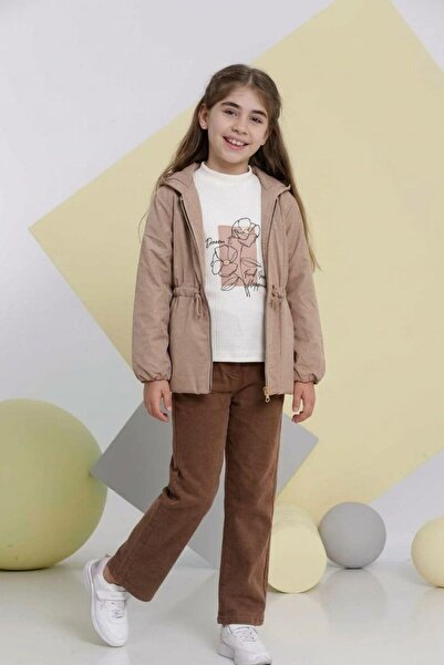 Pina Kids Κοριτσίστικο υφασμάτινο παλτό Nova με πέτρες, χτενισμένο βαμβάκι, σ...