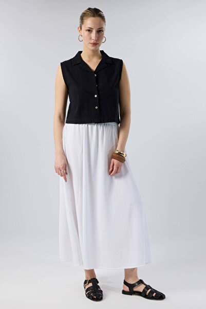 İpekçi Otantik Natural Textured Comfortable Fit Buttoned Top