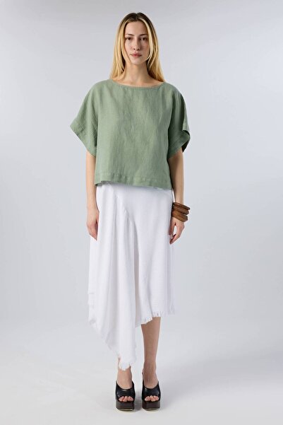 İpekçi Otantik Linen Bat Sleeve Oversize Blouse
