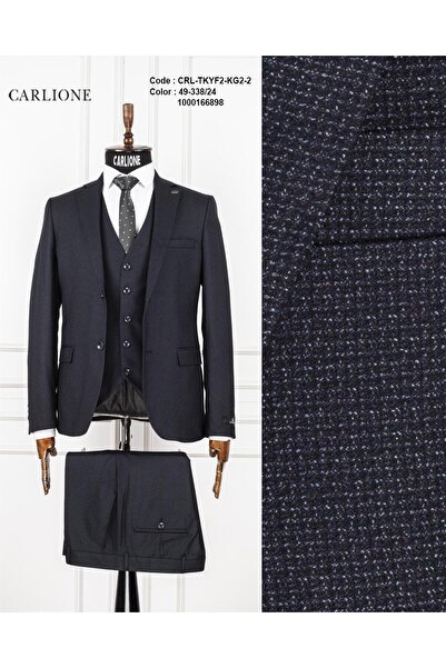 CARLIONE Fabio Cassel Slim Fit Yelekli Takım Elbise – Modern Kesim Premium Seri