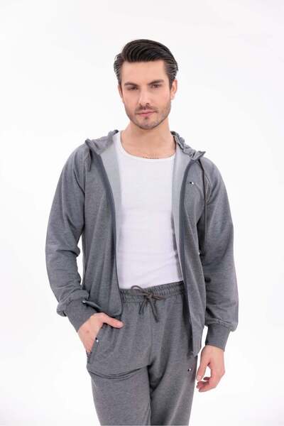 Cramp Spor Füme Modern Konfor Kapüşonlu Fermuarlı Üst ve Jogger Alt Eşofman T...