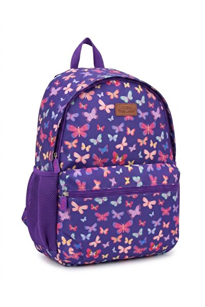 U.S. Polo Assn. Μωβ χρωματιστό σακίδιο πλάτης για κορίτσια με σχέδια και πολλ...