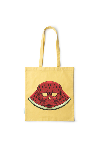 Intelli ® Eco-friendly Cotton shopping bag with long handles, Skull Watermelo...