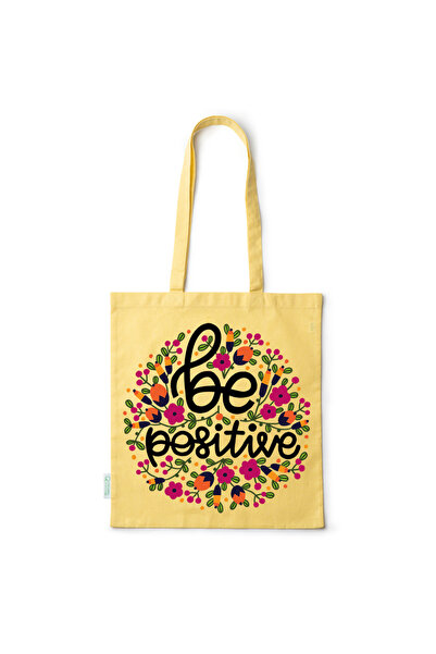 Intelli ® Eco-friendly Cotton shopping bag with long handles, Be Positive, 38...