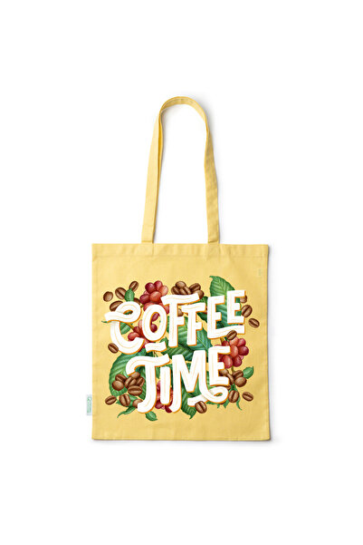 Intelli ®   Οικολογική βαμβακερή τσάντα αγορών με μακριά χερούλια, Ώρα για Κα...