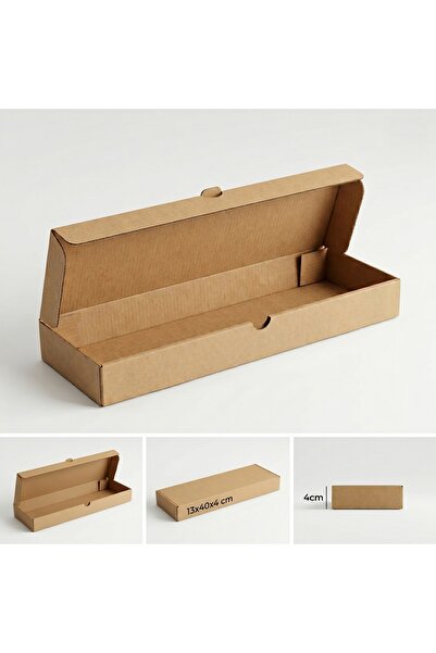 Expres Koli 100'lü Paket Kraft Pide Kutusu 13x40x4 cm - Toptan Paket Servis A...