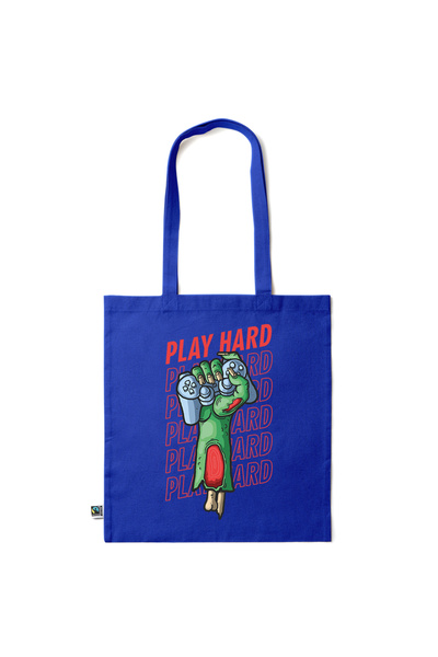 Intelli ®   Οικολογική βαμβακερή τσάντα αγορών με μακριά χερούλια, Play Hard,...