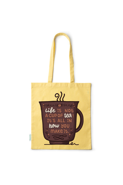 Intelli ®   Οικολογική βαμβακερή τσάντα αγορών με μακριά χερούλια, Life is, 3...