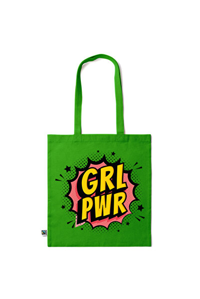 Intelli ® Eco-friendly Cotton shopping bag with long handles, Girl Power, 38×...
