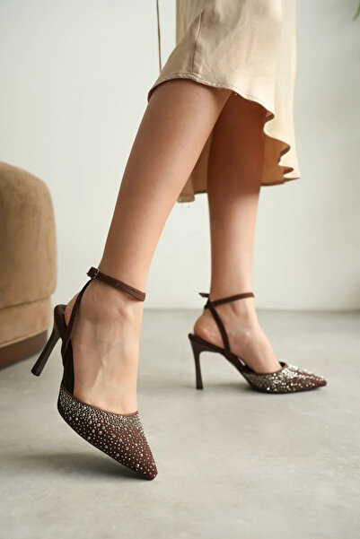 Zerenyus Γυναικεία παπούτσια με τακούνι από πέτρα σε καφέ χρώμα Evora Premium