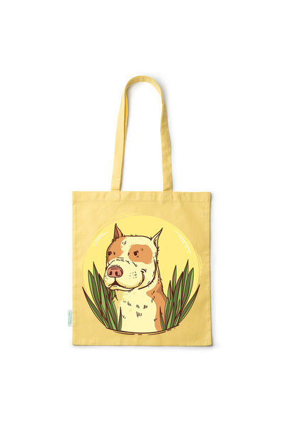 Intelli ® Eco-friendly Cotton shopping bag with long handles, Pitbull Hand Dr...