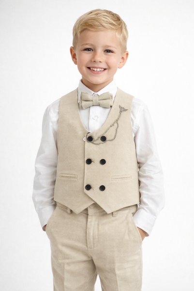 tinytrends Costum pentru băieți cu vestă și papion