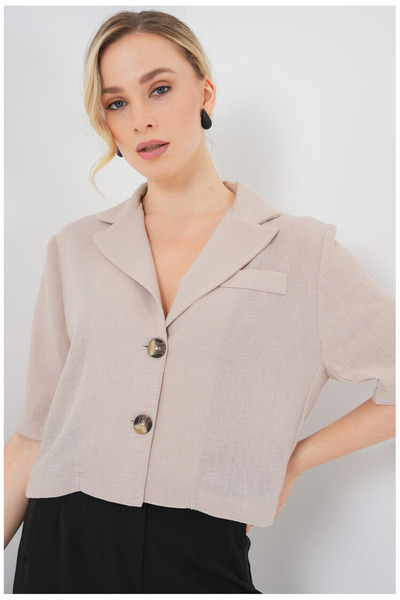 tukan company Crop Keten Ceket