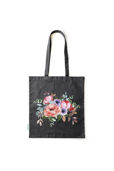 Intelli ®   Οικολογική βαμβακερή τσάντα αγορών με μακριά χερούλια, Ανθοδέσμη,...