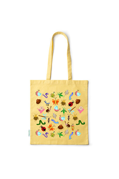 Intelli ® Eco-friendly Cotton shopping bag with long handles, Insects, 38×42cm