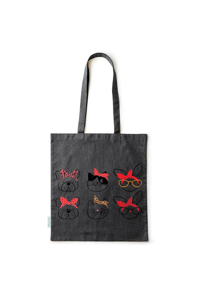 Intelli ®   Οικολογική βαμβακερή τσάντα αγορών με μακριά χερούλια, Μπουλντόγκ...