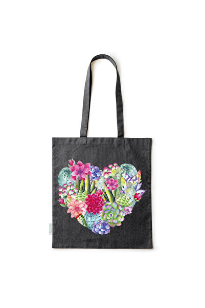 Intelli ®   Οικολογική βαμβακερή τσάντα αγορών με μακριά χερούλια, Καρδιά Κάκ...