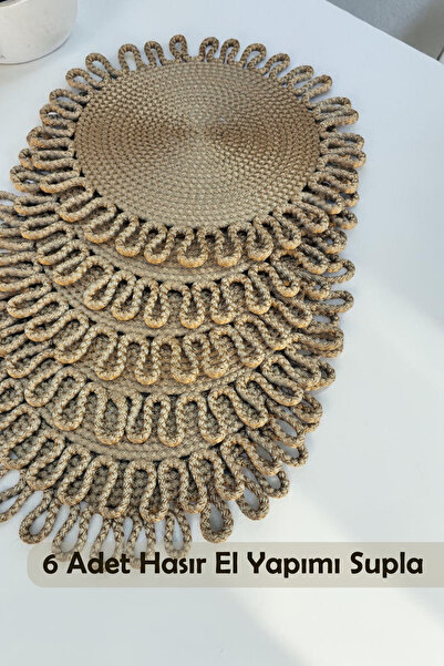 KAAN HOME Χειροποίητο πιάτο σερβιρίσματος από ψάθα γιούτας, φυσικό και πλενόμ...