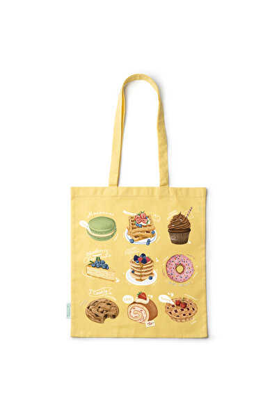 Intelli ® Eco-friendly Cotton shopping bag with long handles, Sweets, 38×42cm