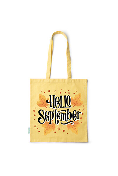 Intelli ®   Οικολογική βαμβακερή τσάντα αγορών με μακριές λαβές, Γεια σου Σεπ...