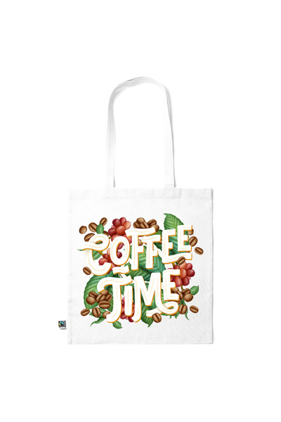 Intelli ®   Οικολογική βαμβακερή τσάντα αγορών με μακριά χερούλια, Ώρα για Κα...