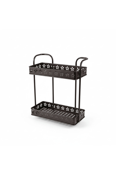 AKDC 2-Tier Metal Storage Rack (40×35 cm) – Heavy-Duty Organizer-Brown