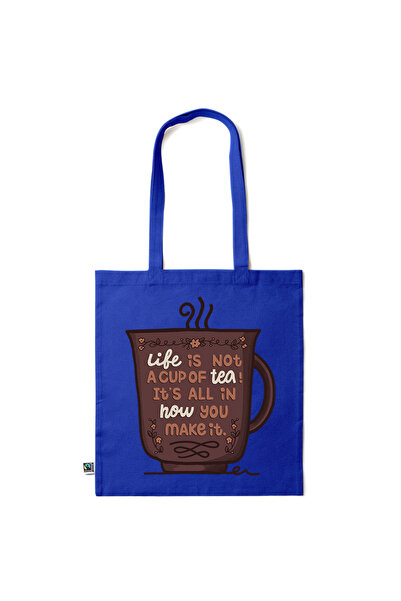 Intelli ®   Οικολογική βαμβακερή τσάντα αγορών με μακριά χερούλια, Life is, 3...
