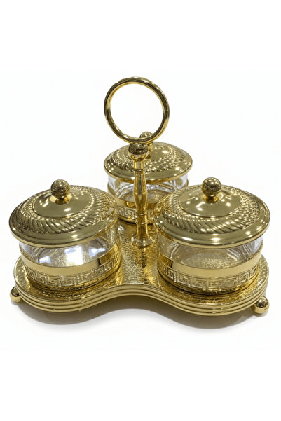 AKDC Royal Gold 3-Piece Candy & Condiment Jar Set