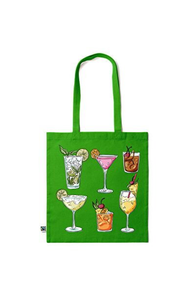 Intelli ® Eco-friendly Cotton shopping bag with long handles, Coctails, 38×42cm