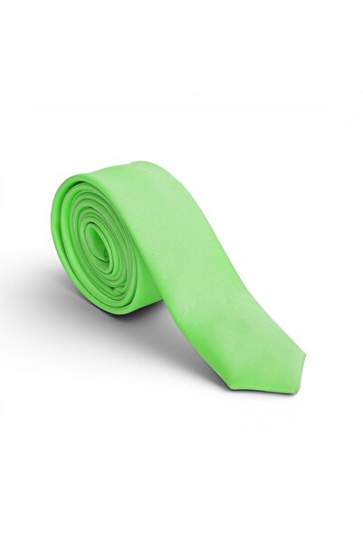 DWOY Men's Light Green Satin Tie 4 cm Classic Plain