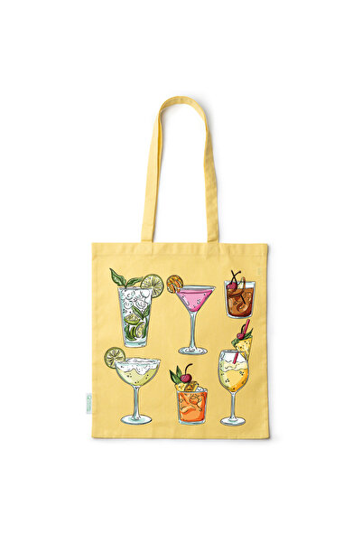 Intelli ® Eco-friendly Cotton shopping bag with long handles, Coctails, 38×42cm