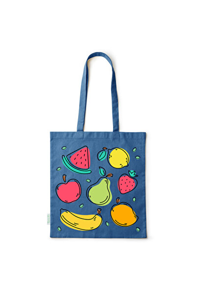 Intelli ® Eco-friendly Cotton shopping bag with long handles, Fruits, 38×42cm