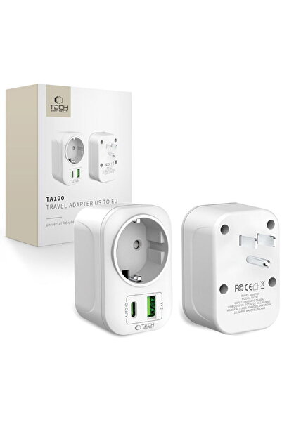 Tech-Protect TA100 adaptor de cДѓlДѓtorie US la EU alb