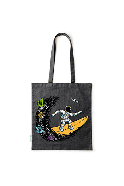 Intelli ® Eco-friendly Cotton shopping bag with long handles, Surfing Astrona...