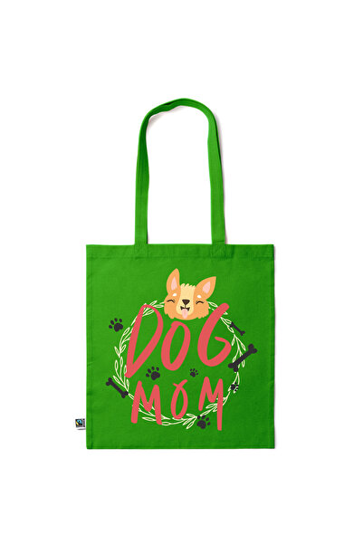Intelli ® Eco-friendly Cotton shopping bag with long handles, Dog Mom, 38×42cm