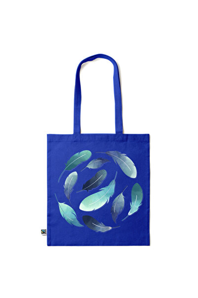 Intelli ® Eco-friendly Cotton shopping bag with long handles, Feathers, 38×42cm