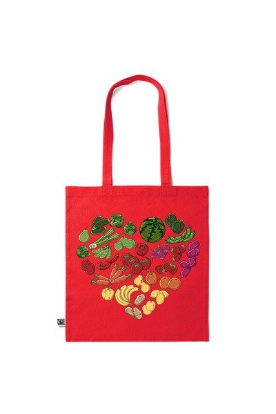 Intelli ®   Οικολογική βαμβακερή τσάντα αγορών με μακριές λαβές, Σχέδιο Καρδι...