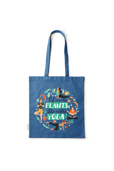 Intelli ®   Οικολογική βαμβακερή τσάντα αγορών με μακριές λαβές, Φάτε περισσό...