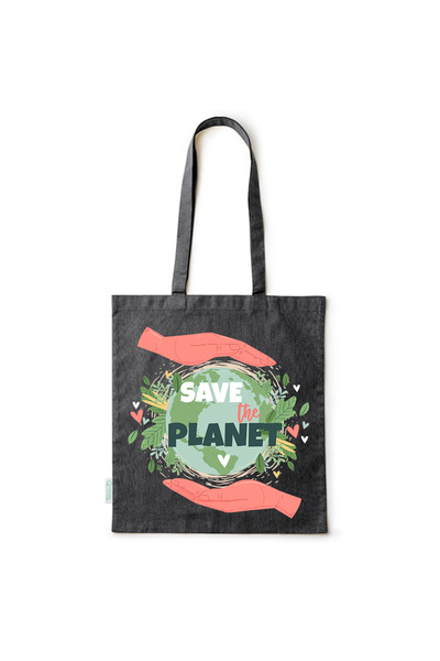 Intelli ®   Οικολογική βαμβακερή τσάντα αγορών με μακριά χερούλια, Σώστε τον ...