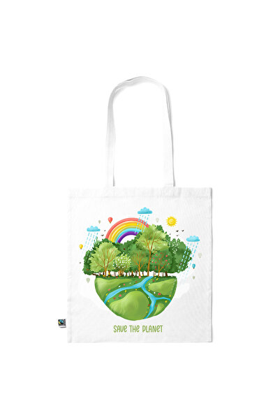 Intelli ®   Οικολογική βαμβακερή τσάντα αγορών με μακριά χερούλια, Σώστε τον ...