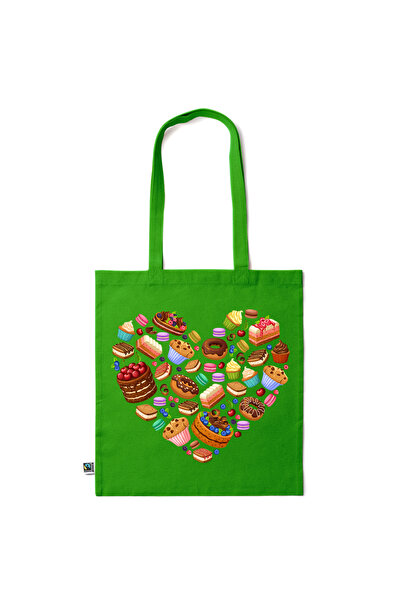 Intelli ® Eco-friendly Cotton shopping bag with long handles, Sweetness Heart...