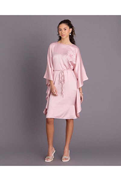 REDTAG Senior Girls Pink Kaftan Dress with A Belt