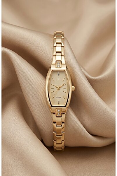 KLISHE Butik Kadın Çelik Saat Gold Renk Oval Kasa Old Money Vintage Luxury Ed...