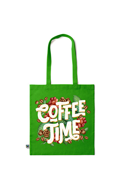 Intelli ®   Οικολογική βαμβακερή τσάντα αγορών με μακριά χερούλια, Ώρα για Κα...