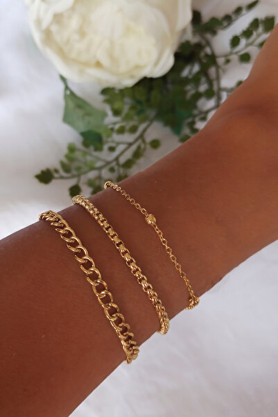 M Miel Kadın gold 3lü bileklik set