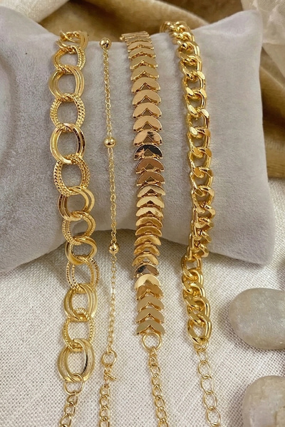 M Miel Kadın gold 4lü bileklik set