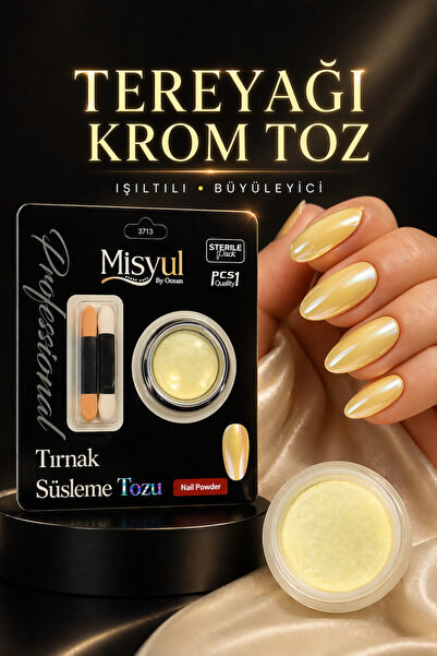 Misyul Tereyağı Krom Tozu Butter Chrome Effect Islak Görünümlü Altın Yansımal...