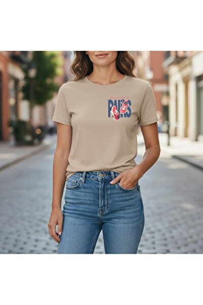 URBANTRENDSTORE Unisex Paris Themed Summer White Beige Tshirt Oversize Fit Co...