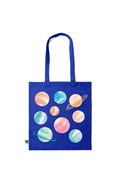 Intelli ®   Οικολογική βαμβακερή τσάντα αγορών με μακριά χερούλια, Πλανήτες, ...